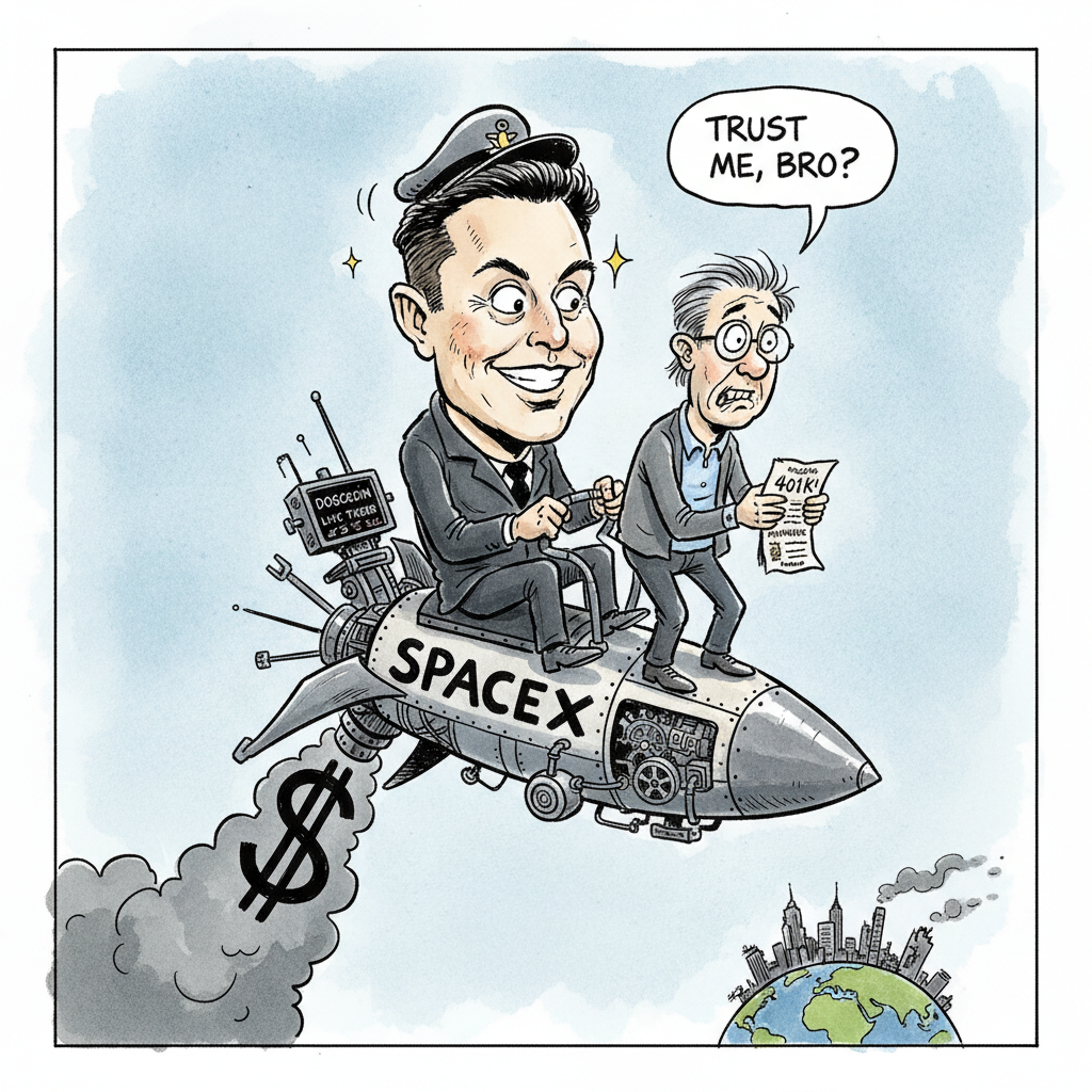 BREAKING: Your 401(k) Is Now Legally Required To Own A Piece Of Space-Messiah Elon Musk’s Private Stardom
