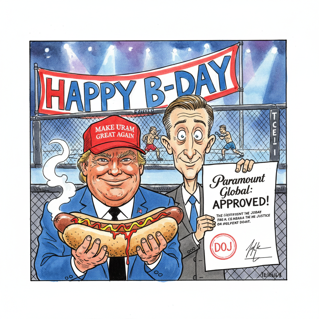 DOJ Gives Paramount the Greenlight, Ellison & Trump Link Up for B-Day Brawl Bash ๐