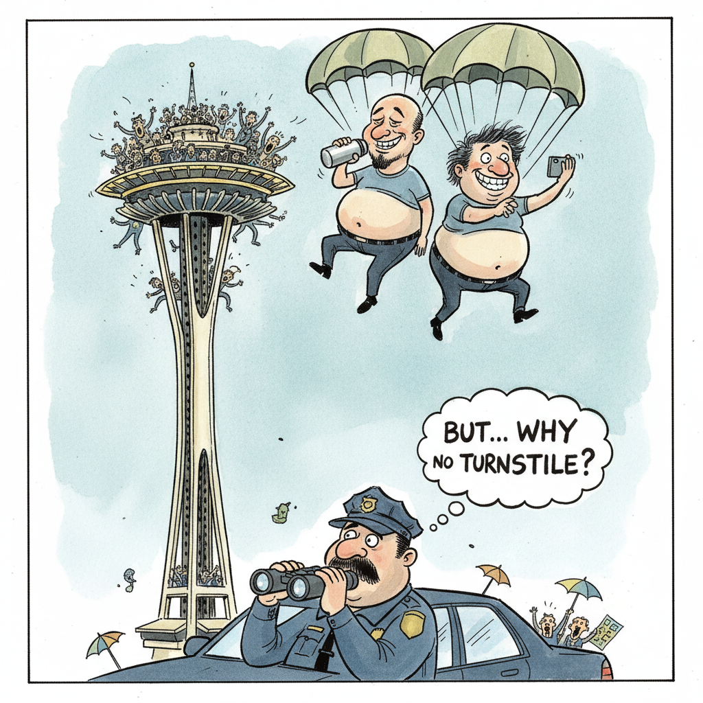 Exclusive: Space Needle Now Offering 'Gravity-Assisted Express Descent' for Discerning Thrill-Seekers