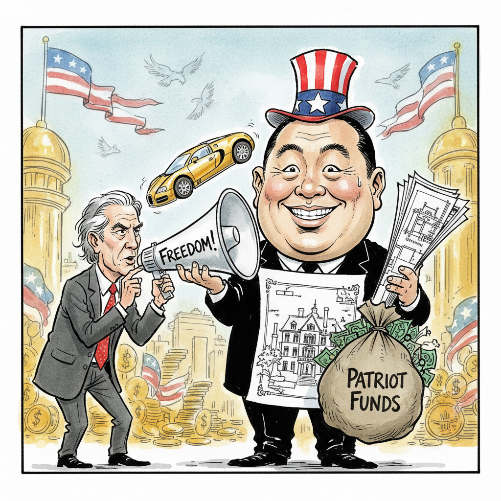 Philanthropic Patriot Finds Altruism Too Taxing, Relies On Bugatti for Support
