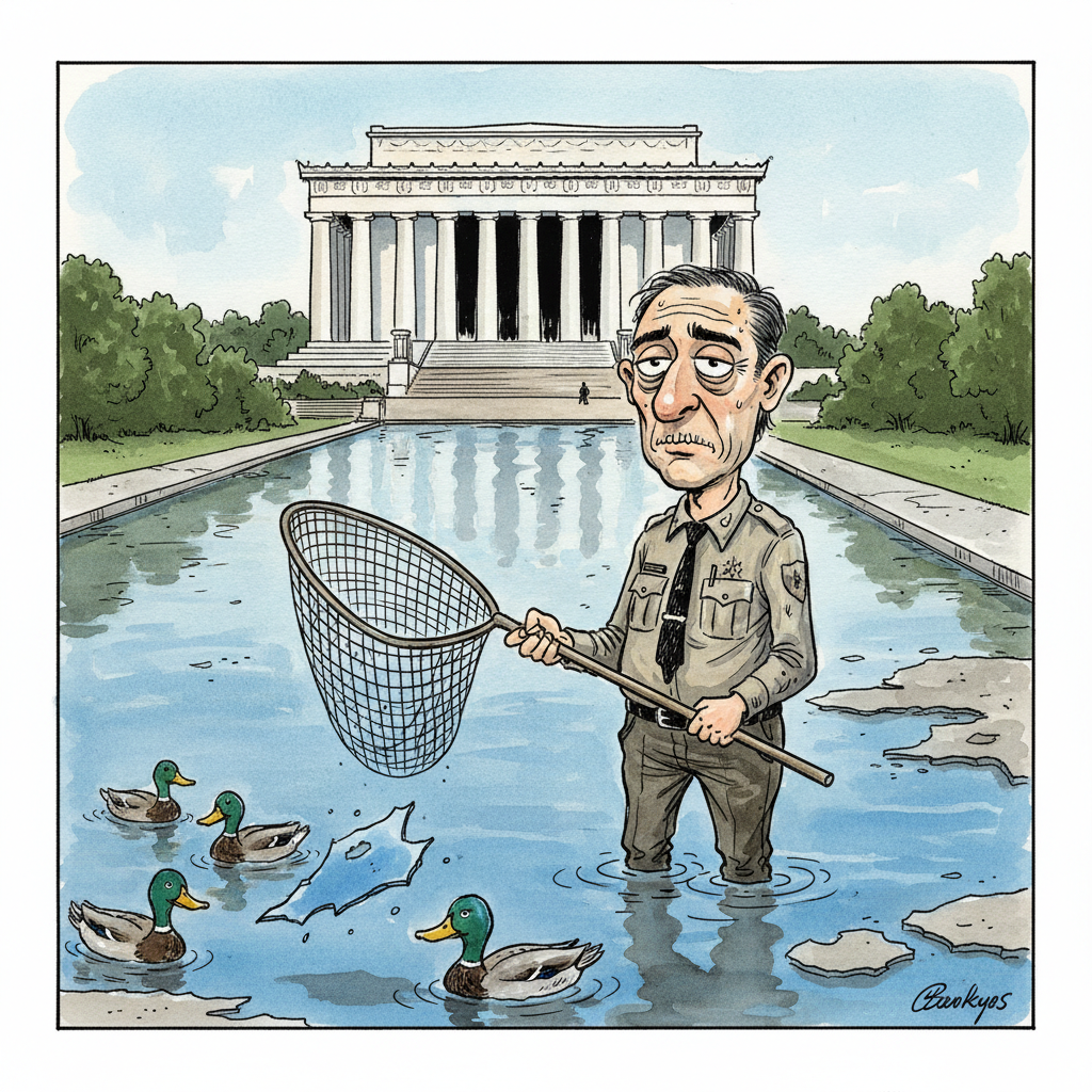 Reflecting Pool Goes Full Meltdown, Reveals True Patriotism (Peeling)